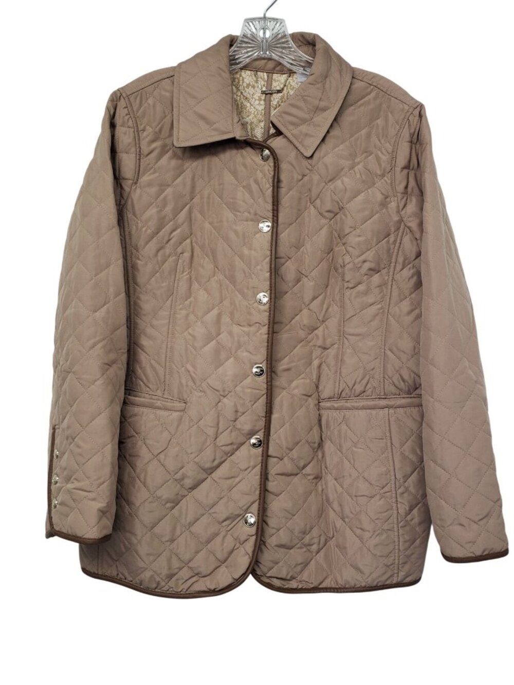Chico's Quilted Jacket Barn Coat Womens 12 14 Large XL Tan Brown Pumpkin Patch